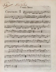 Frontispice de la partition de Six concertos en 8 parties par G B Sammartini et J A Hasse