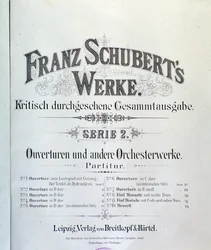 Frontispice de la partition musicale de diverses ouvertures par Franz Schubert