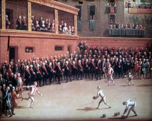 Jeu de balle au bras - peinture du début du XVIIIe siècle. Anonyme. Naples, musée national de San Martino.