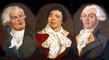 Georges Jacques Danton, Jean Paul Marat et Maximilien de Robespierre, trois figures principales de la Révolution française