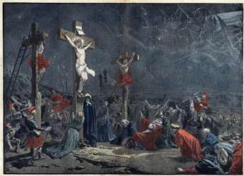Vendredi Saint : crucifixion de Jésus-Christ. Illustration dans "Le Pèlerin" du 3 avril