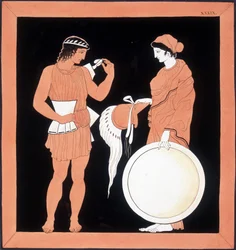 Mythologie grecque : Andromaque présente les armes à son mari