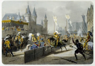Henri II (1519 - 1559) mort en tournoi le 27 juin 1559 - lithographie