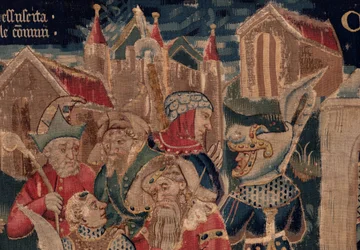 Histoire de Saint Piat et Saint Éleuthère, Scène 12 : La résurrection de la fille du tribun (détail)