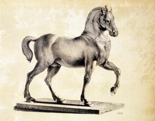Cheval de la basilique Saint-Marc à Venise - Gravure