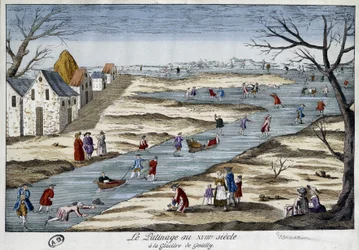 Patinage sur glace à Gentilly - gravure