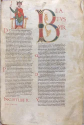 Incipit David, Beatus ; Incipit des Psaumes, XIe siècle (miniature, manuscrit membranaire)