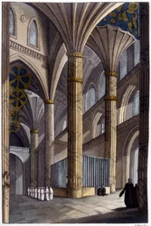 Intérieur de la cathédrale de Salamanque. Lithographie du 19ème siècle