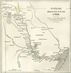 Itinéraire le long de la rivière Hai He près de Tien Tsin