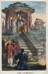 Mariages japonais - Cérémonie de mariage des Japonais - gravure de « Usi e Costumi di Tutti i Popoli dell