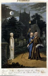 John Dee et Edward Kelly invoquent un esprit. 1825. Bibl. Morando, Milan