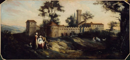 Paysage avec château fortifié