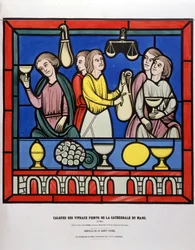 Les changeurs du Mans - Vitrail peint de la Cathédrale du Mans