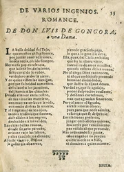 Luis de Góngora y Argote "Romance à une dame" (gravure)