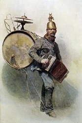 Homme orchestre - dessin, fin XIXe siècle