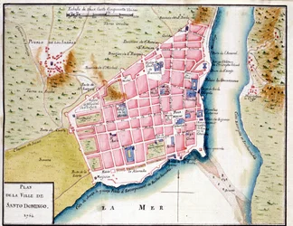 Carte manuscrite de la ville de Saint-Domingue