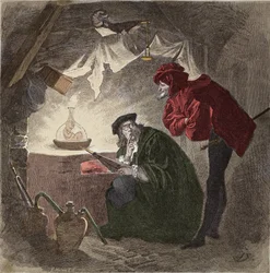 Méphistophélès (Mephisto), illustration de Faust pour « Faust » de Johann Wolfgang von Goethe (1749-1832), illustration pour « Faust » de Goethe, gravure