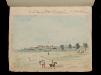 Vue nord du fort St George face à la ville noire, c.1800