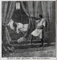 Othello vient de tuer Desdémone dans son lit. Scène de l