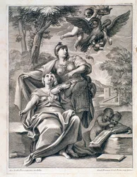 Page de frontispice de la partition musicale de « Opus 1 » (12 concerti grossi) par Pietro Locatelli (1695-1764) - Partition pour « 12 concertos grossos » par Locatelli 1721 Bologne, musée civique musical