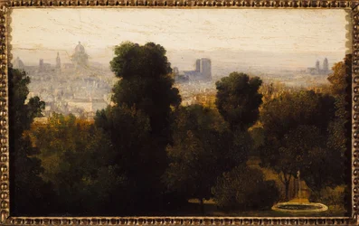 Paris vu des hauteurs de Belleville; vers 1840, arrondissement actuel 19e, en 1840
