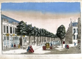 Vue en perspective de La Haye : les canaux et le château du Prince Gracht