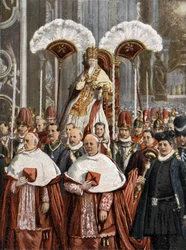 Pape Léon XIII (Leone 13) (Gioacchino Pecci 1810-1903) dans la basilique Saint-Pierre à Rome.
