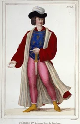 Portrait de Charles Ier de Bourbon 1401-1456. Gravure de 1830