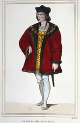 Portrait de Charles VIII (1470 - 1498), roi de France gravure de 1830