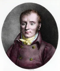 Portrait de François Xavier Bichat (1771 - 1802), médecin français. Gravure du XVIIIe siècle. Collection privée.