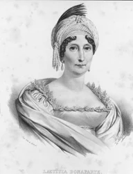Portrait de Laetitia Bonaparte (Letizia Maria Ramolino) (1750-1836), mère de Napoléon Ier. Gravure du 19ème siècle