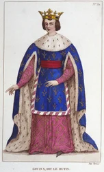 Portrait de Louis X le Hutin (1289 - 1316), Roi de France gravure de 1830