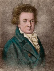 Portrait de Ludwig van Beethoven (1770-1827), compositeur allemand (gravure)
