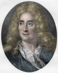 Portrait de Michel Boyron (Michel Baron), acteur et dramaturge anglais (1653-1729) - gravure