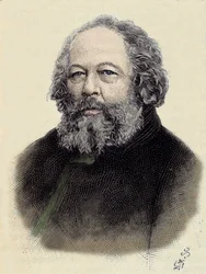 Portrait de Mikhaïl Aleksandrovitch Bakounine (1814-1876), anarchiste russe.