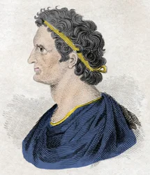 Portrait du Pharaon Ptolémée II Philadelphe (Ptolémée II Philadelphe) (ca. 309-246 av. J.-C.). Gravure du 19ème siècle