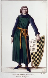 Portrait de Pierre de Dreux, dit Mauclerc, duc en 1213. Gravure de 1830.