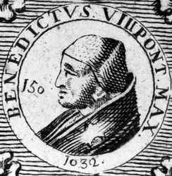 Portrait du pape Benoît VIII. Gravure du 19ème siècle.