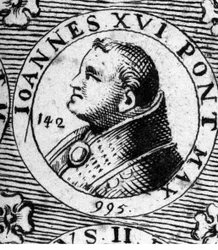 Portrait du pape Jean XVI (Johannes Philagatus) (mort en 1013).