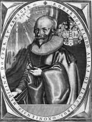 Portrait de Robert Fludd (1574-1637) médecin et humaniste anglais. Gravure du 18ème siècle