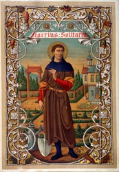 Portrait de Saint Fiacre (jardinier, ermitage près de Meaux), livre n.d. XIXe siècle