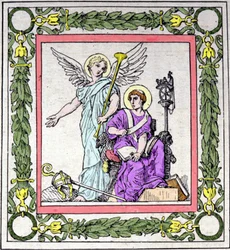 Portrait de Saint Grégoire évêque de Tours (538 - 594) écrivant l