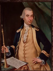 Portrait de Sante Aguilar (c. 1734-1808) hautboïste italien. Peinture anonyme. 18e siècle. Bologne, Civico museo bibliografico