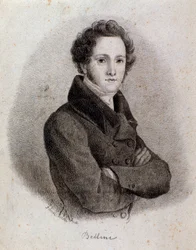 Portrait du compositeur italien Vincenzo Bellini (Gravure. 19ème siècle)