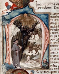 Portrait du poète italien Dante Alighieri avec des bêtes