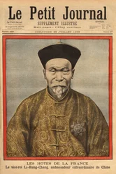 Portrait du vice-roi de Petchili, Li Hung Chung, ambassadeur extraordinaire de Chine en France, en visite officielle en 1896. Gravure dans « Le petit journal » 28/07/1896. Collection Selva.