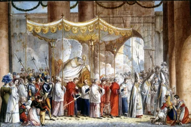 Procession à Rome en 1835 du Pape Grégoire XVI (1765 - 1846)