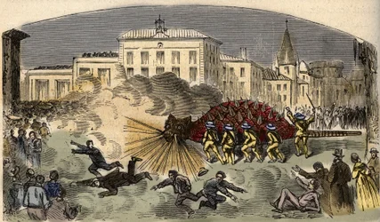 Procession de la dragonne la Tarasque à Tarascon dans le sud de la France - gravure dans « PATRIE - DESCRIPTION PICTURESQUE DE LA FRANCE EN 6 VOLUMES » par Lucien Huard - fin du 19ème siècle
