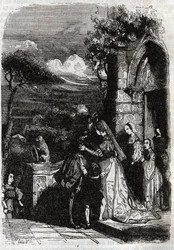 Renaud retournant à sa famille - gravure de 1851 de « Roland furieux »