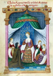 Représentation de la reine Isabelle du Portugal entourée de ses compagnes